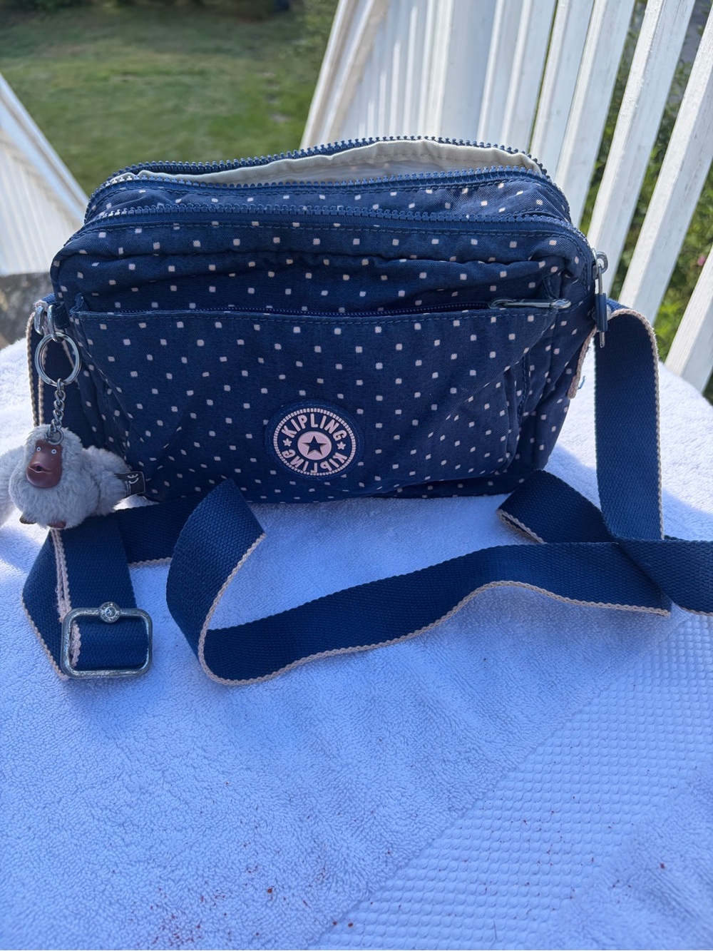 Kipling Navy Blue Polka Dot Kids Bottoms with Logo Patch